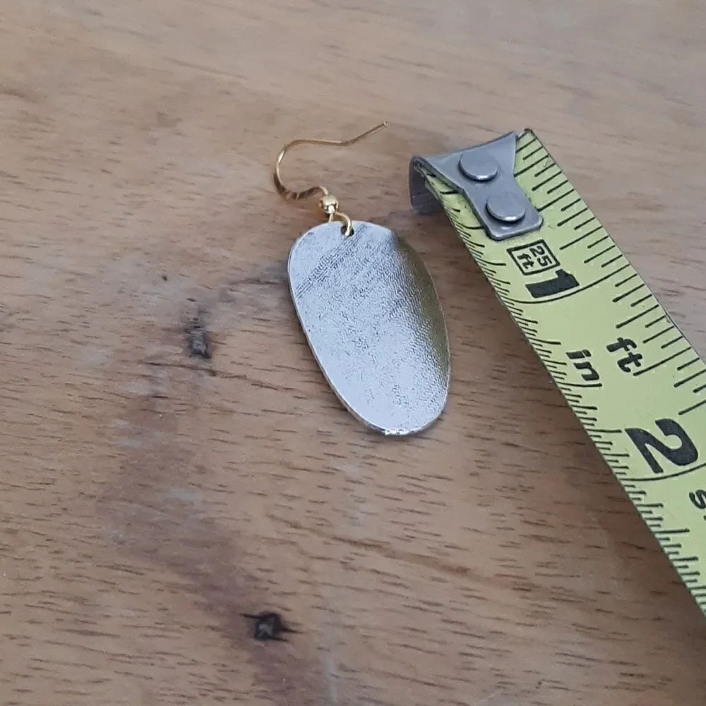 NWOT  Bohemian silver and gold oval drop earrings